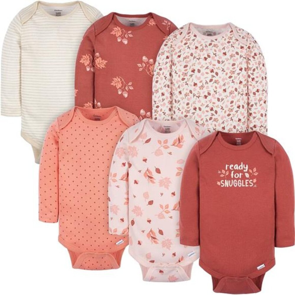 Kids Baby Girls 6-Pack Long Sleeve Onesies Bodysuits Romper Sweatshirts Jumpsuit